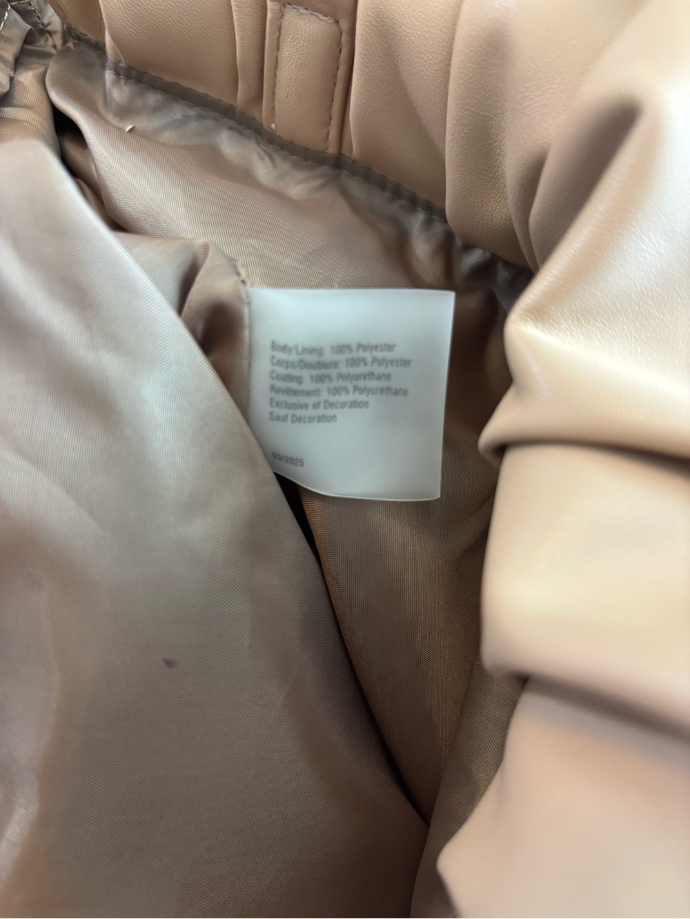 Victoria’s Secret Nude Faux Leather Ruched Drawstring Tote Bag NWT - Picture 11 of 11